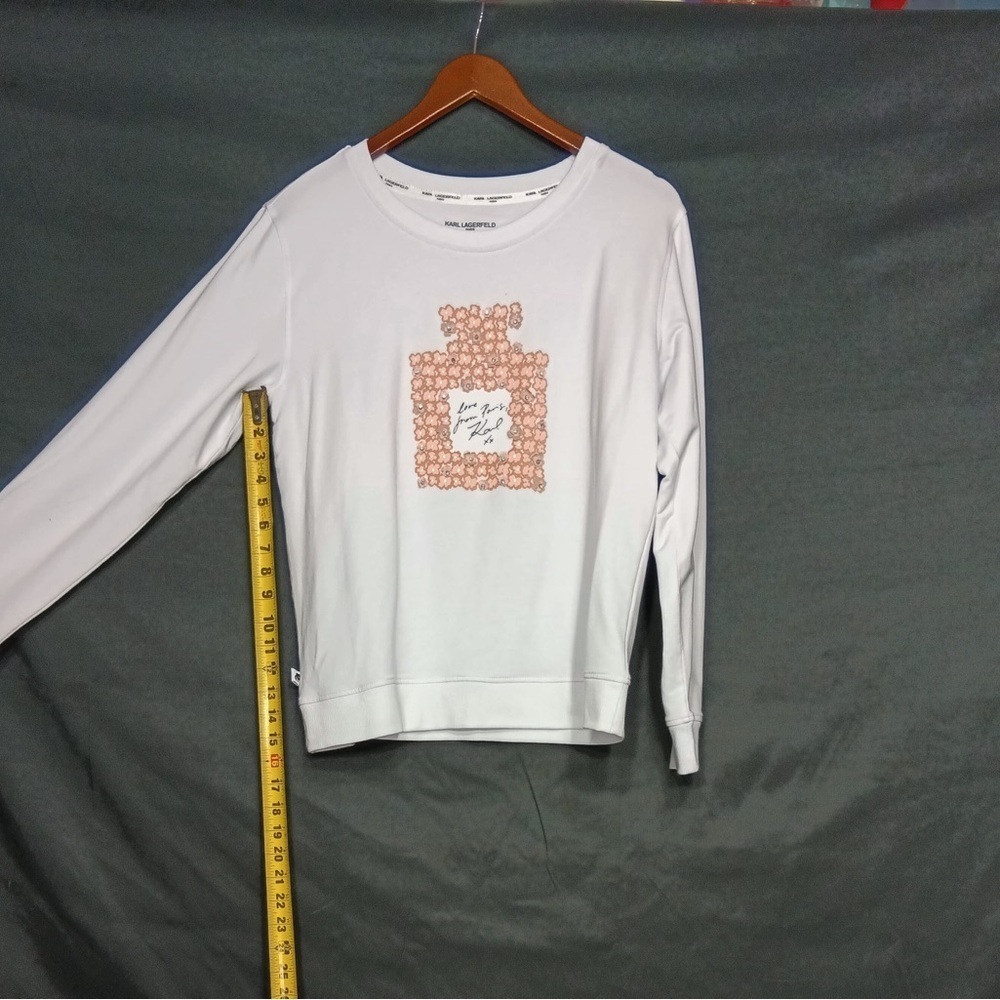 Karl lagerfield White Sweatshirt with Floral Perfum brand new w out tags size M - Picture 7 of 13